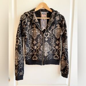 Vintage L.A.M.B. Fall 2005 Gwen Stefani Zip Hoodie Size M Distressed Raw Hem